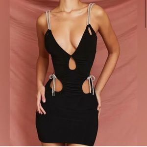 House of CB Valerie Sparkly Strappy Black Mini Dress
